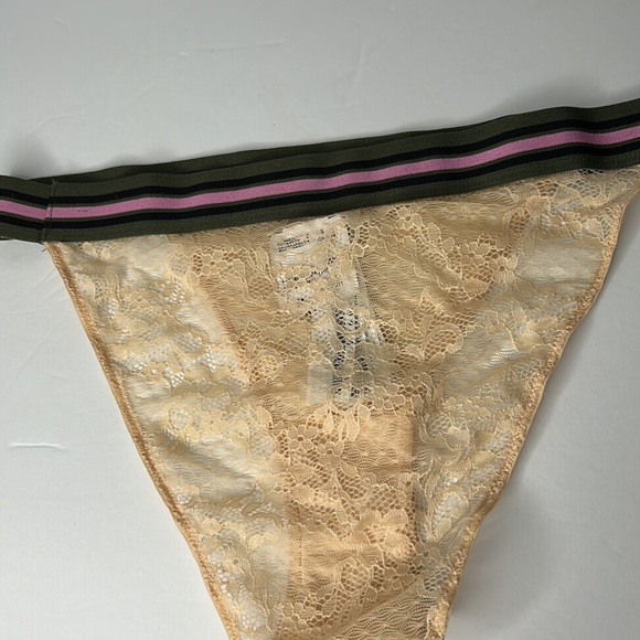 Forever 21 Beige Lace With Sporty Stripe‎ Elastic Waistband Panties Sz M NWT - Picture 10 of 15